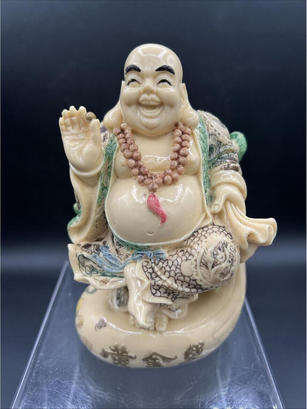 Vintage Japanese 1970s Hand Carved Buddha Stamped Heavy Statue